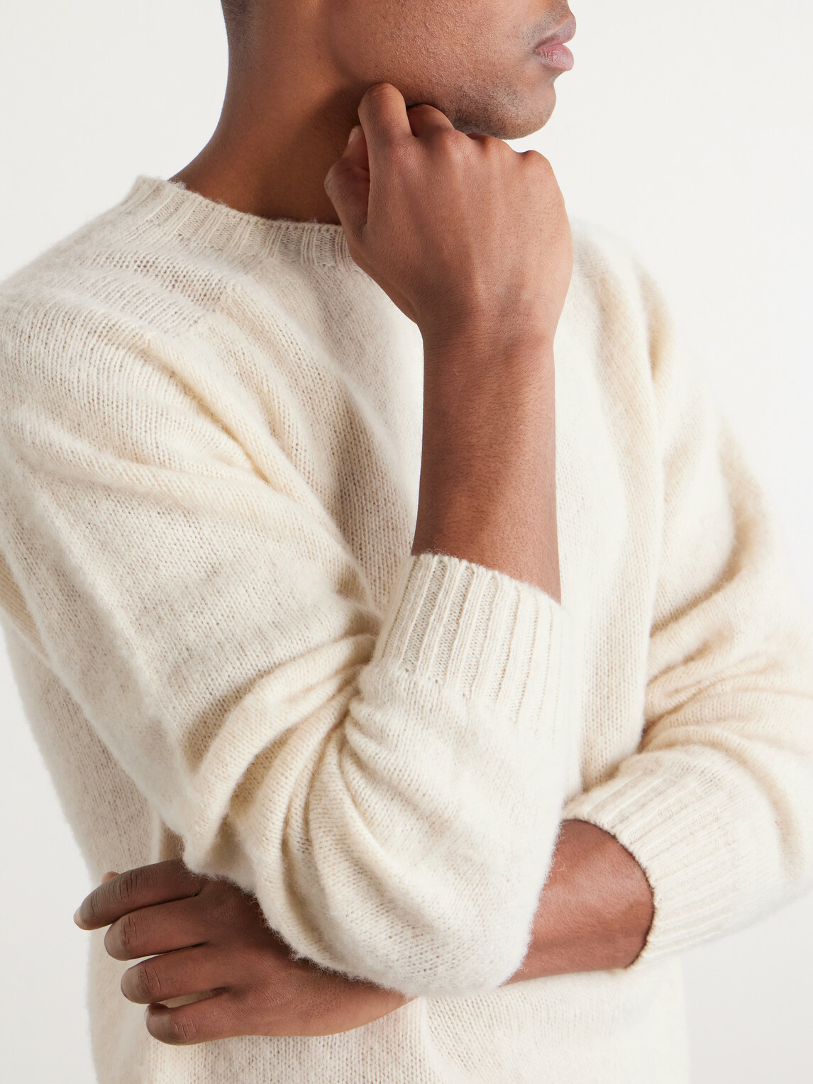Drake's - Brushed Shetland Wool Sweater - Neutrals