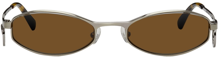 Photo: Marine Serre Gunmetal Vuarnet Edition Swirl-Frame Oval Sunglasses