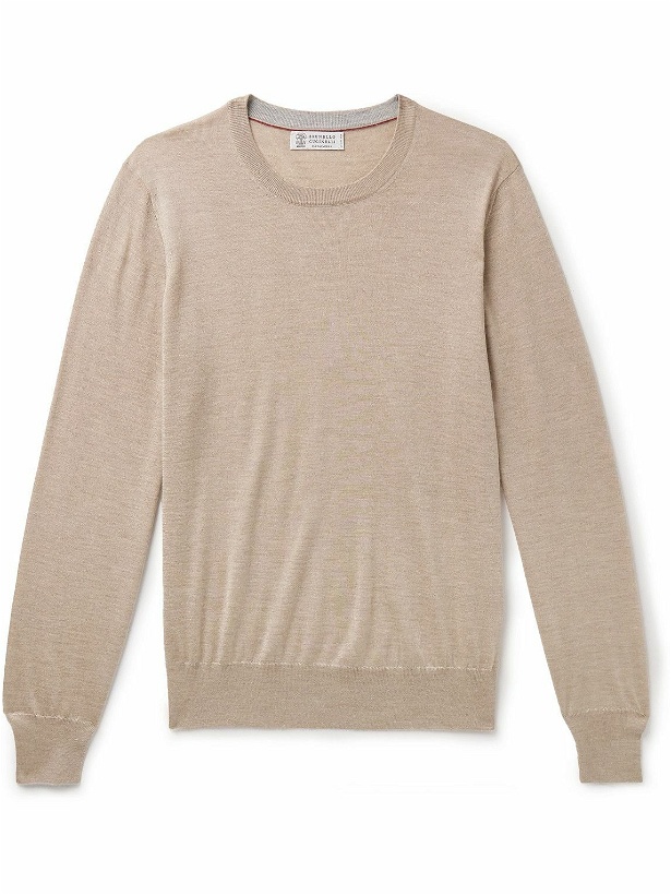 Photo: Brunello Cucinelli - Cashmere and Silk-Blend Sweater - Neutrals
