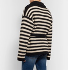 Gucci - Belted Striped Wool and Alpaca-Blend Cardigan - Black