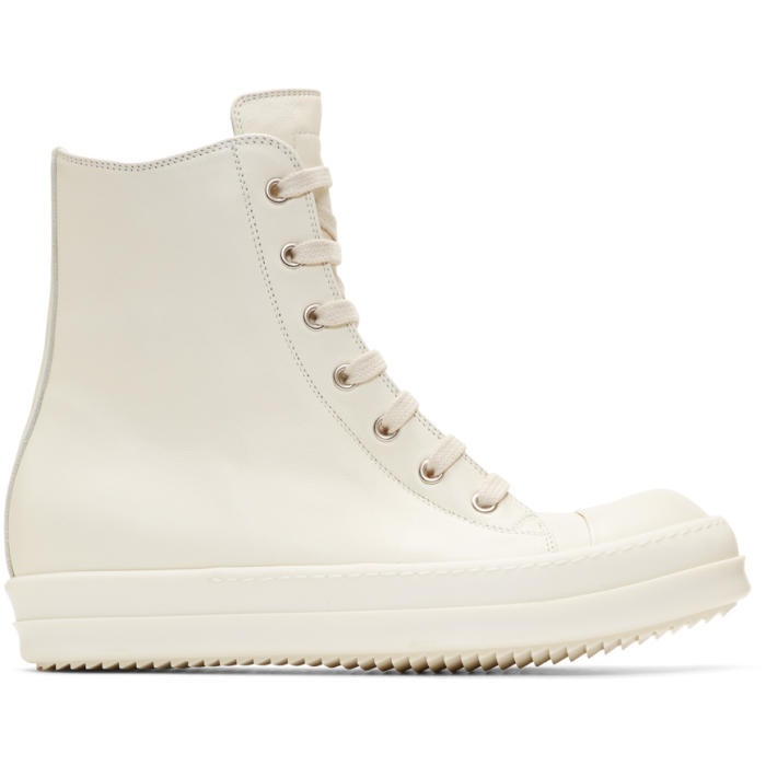 Photo: Rick Owens Off-White Leather High-Top Sneakers