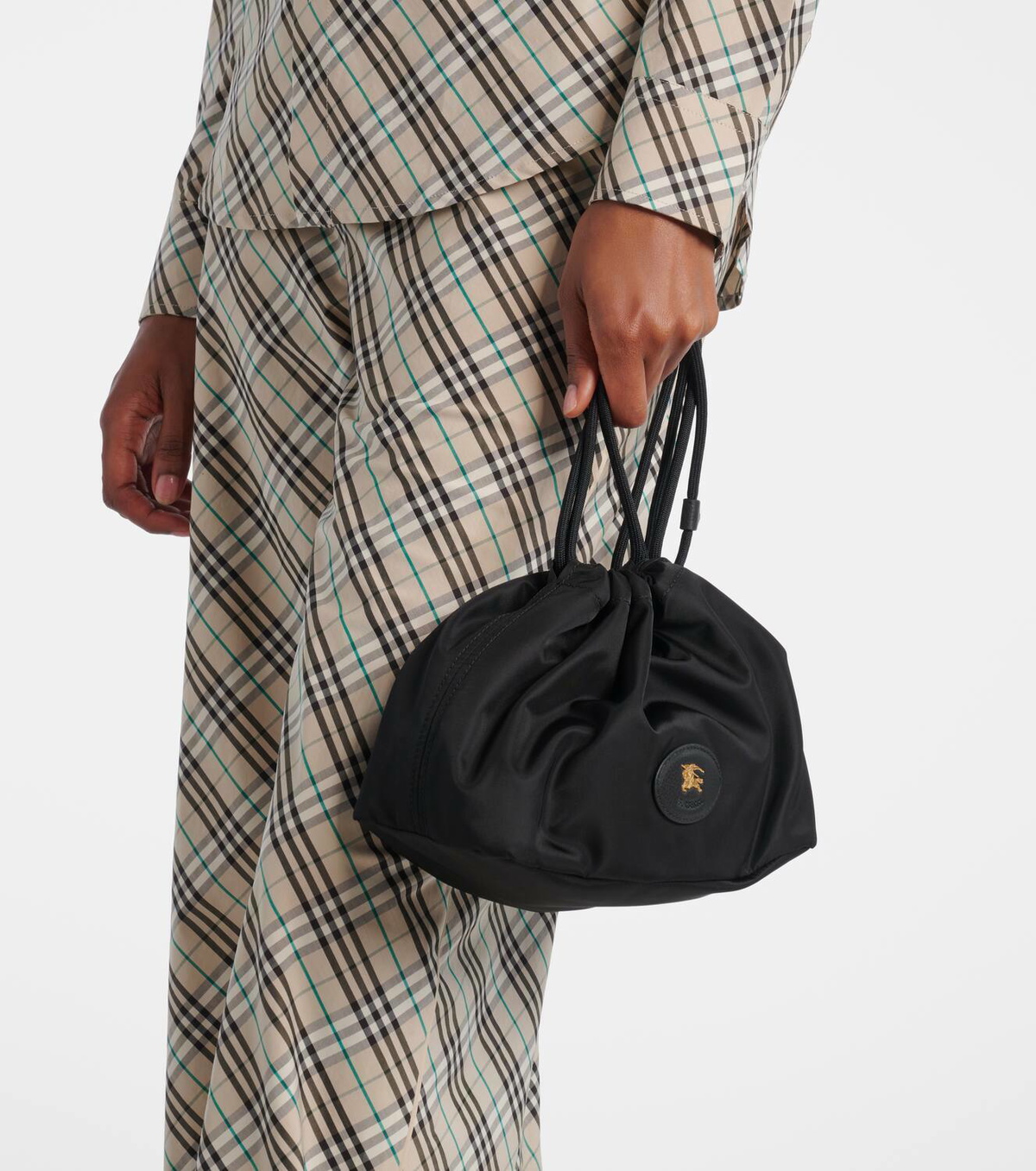 Burberry Reversible leather-trimmed pouch