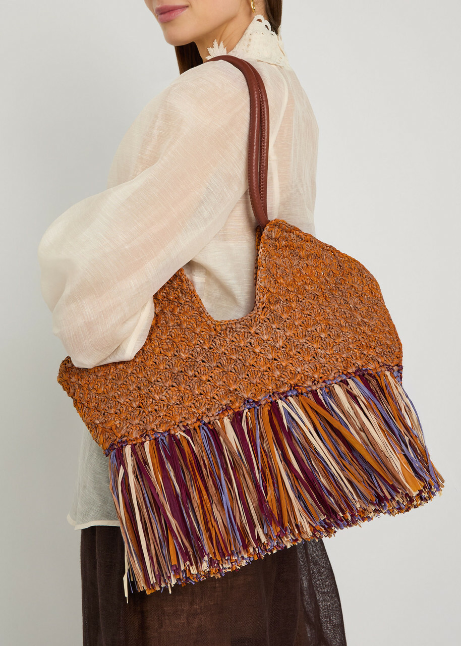 Zimmermann Goldentime Medium Fringed Raffia Tote bag - Multicoloured 1 - One Size
