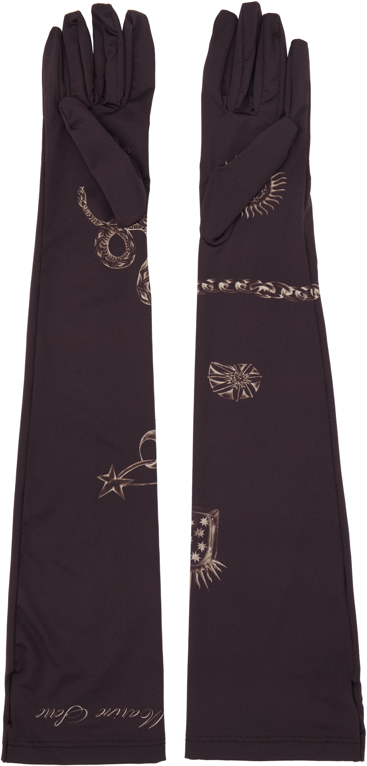 Marine Serre Brown Tattoo Printed Jersey Gloves