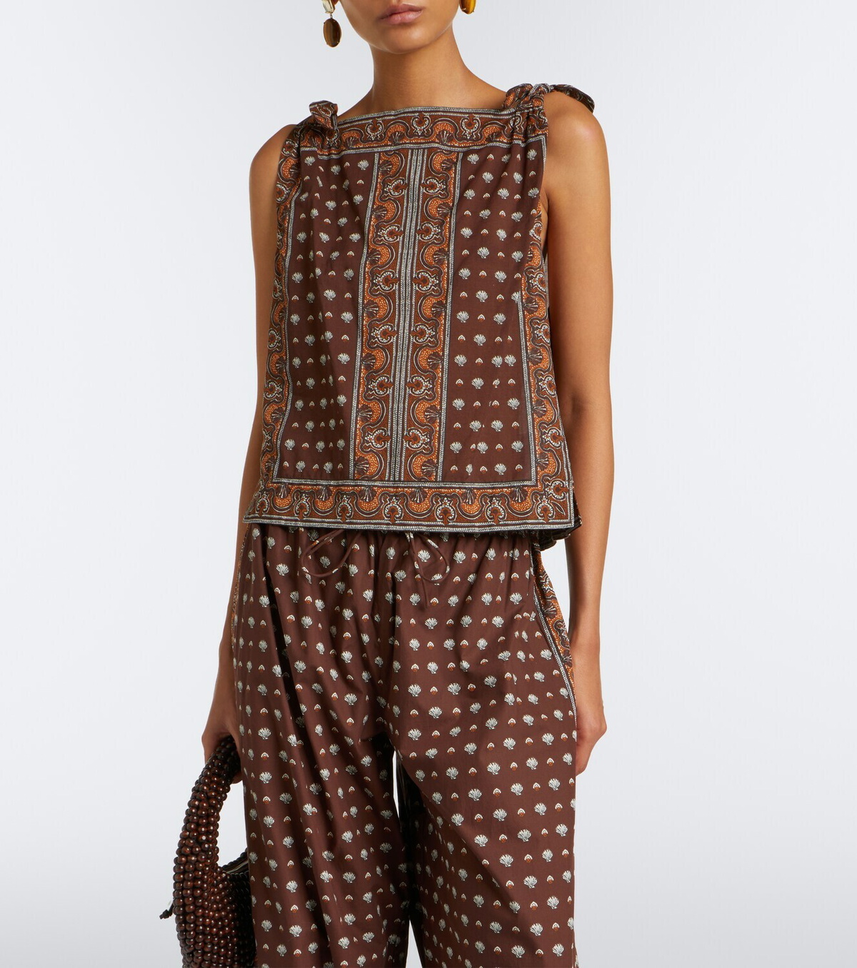 Dôen Amalia printed cotton voile top