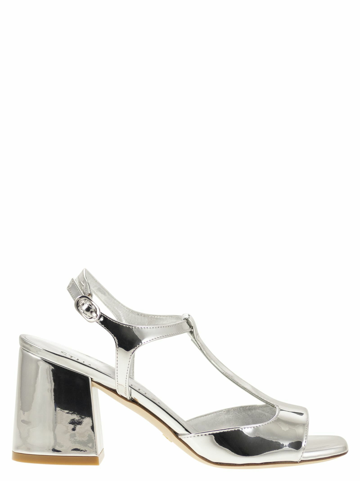 サンダル・ミュール Stuart Weitzman FLAREBLOCK - Mirrored leather T-sandal Stuart Weitzman Flareblock - Mirrored Leather T-sandal
