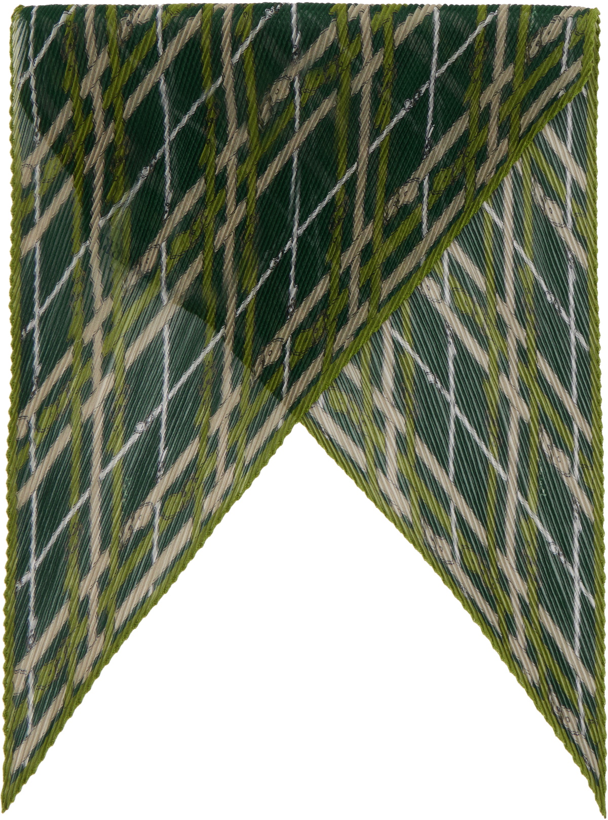 Burberry Green Belt Check Silk Chiffon Scarf