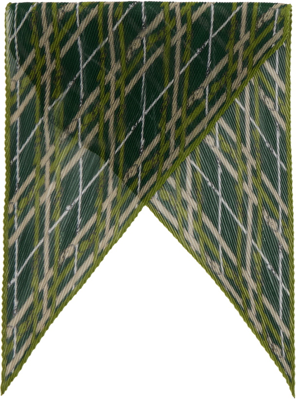 Photo: Burberry Green Belt Check Silk Chiffon Scarf