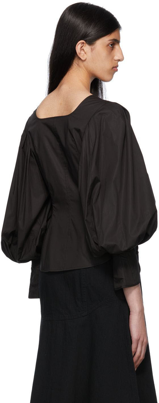 Mame Kurogouchi Black Bishop Sleeve Blouse Mame Kurogouchi