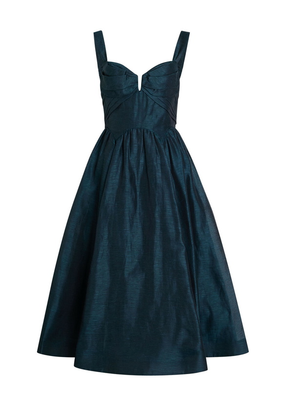 navy blue dress for baby girl ZIMMERMANN Laurel Asymmetric Linen Midi Dress