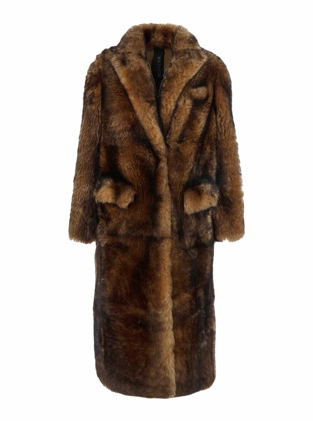 Photo: Blancha Brown Coat With Classic Lapels And Reversible Design In Fur Woman