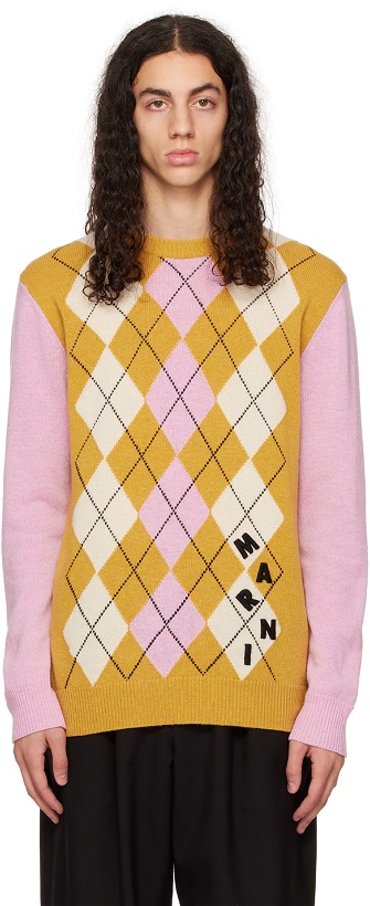 Photo: Marni Yellow & Pink Argyle Sweater