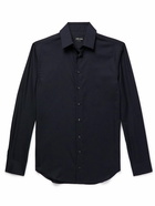 Giorgio Armani - Slim-Fit Cashmere and Silk-Blend Shirt - Blue