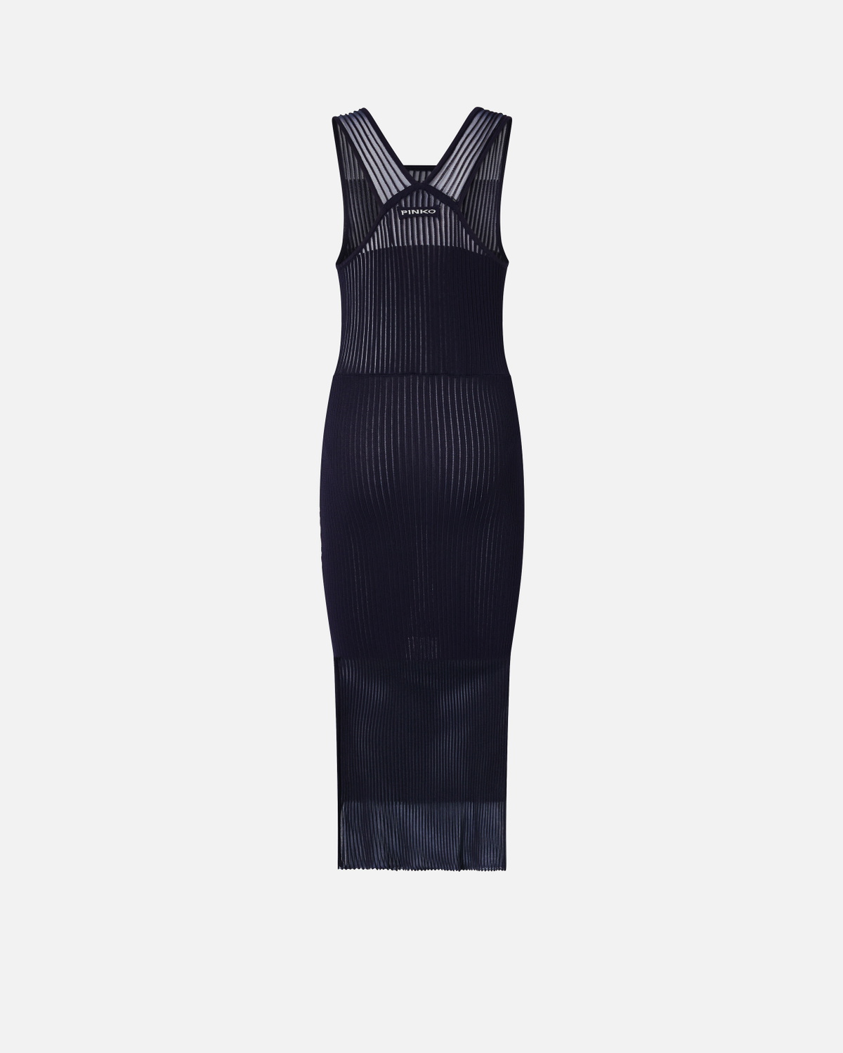Pinko Fitted Midi Dress With Transparent Ribs Gloomy Blue