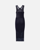 Pinko Fitted Midi Dress With Transparent Ribs Gloomy Blue