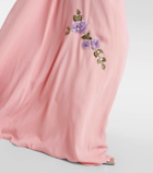 Carolina Herrera Crystal-embellished floral-appliqué kaftan