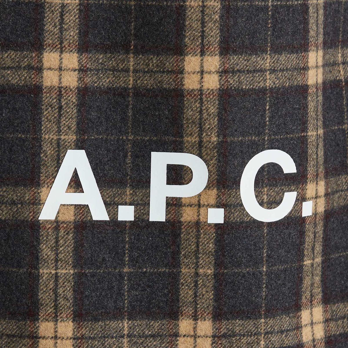 A.P.C. Men's Ninon Plaid Wool Tote in Heather Grey 