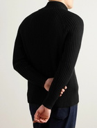 TOM FORD - Slim-Fit Ribbed Wool and Cashmere-Blend Zip-Up Cardigan - Black