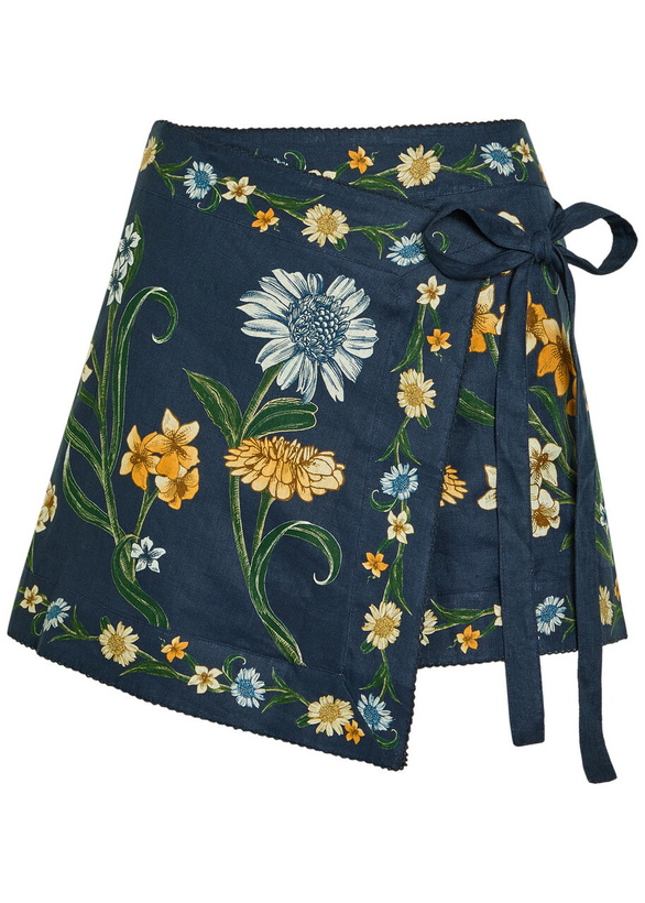 Photo: Agua BY Agua Bendita Luna Floral-print Linen Mini Wrap Skirt Multicoloured