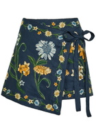 Agua BY Agua Bendita Luna Floral-print Linen Mini Wrap Skirt Multicoloured
