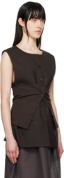 AMOMENTO Brown Oversized Button Up Vest