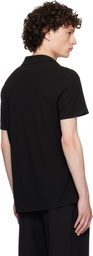 AARON ESH Black Satin Strip Viscose Polo