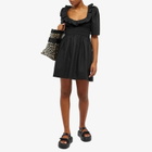 GANNI Women's Cotton Poplin Open-Neck Smock Mini Dress in Black
