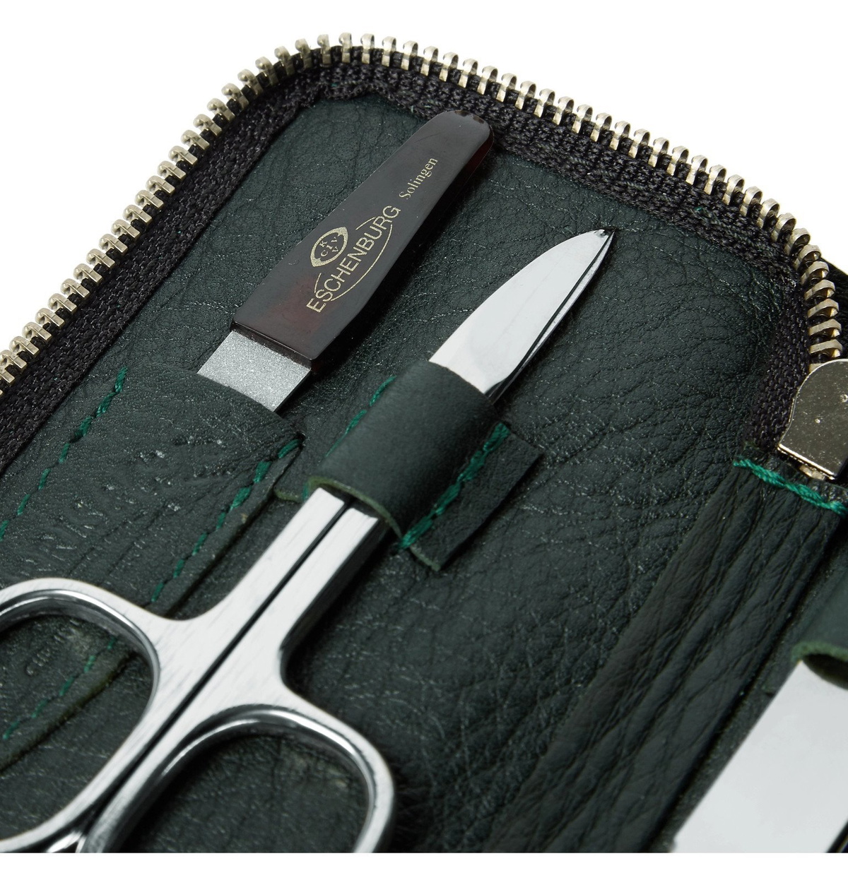 D R Harris - Grained Leather-Bound Manicure Set - Green