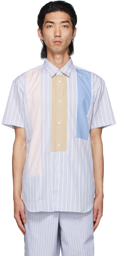 Photo: Comme des Garçons Shirt Multicolor Stripe Paneled Short Sleeve Shirt