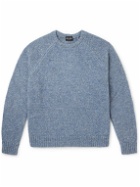 Giorgio Armani - Logo-Embroidered Brushed Alpaca-Blend Sweater - Blue