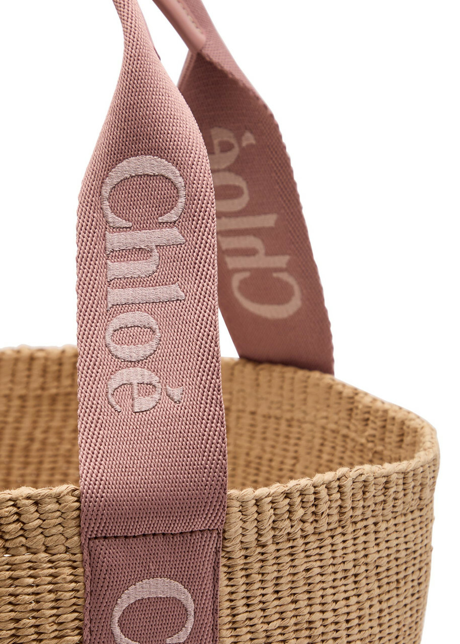 Chloe Woody Large Logo-embroidered Raffia Basket bag - Natural - One Size