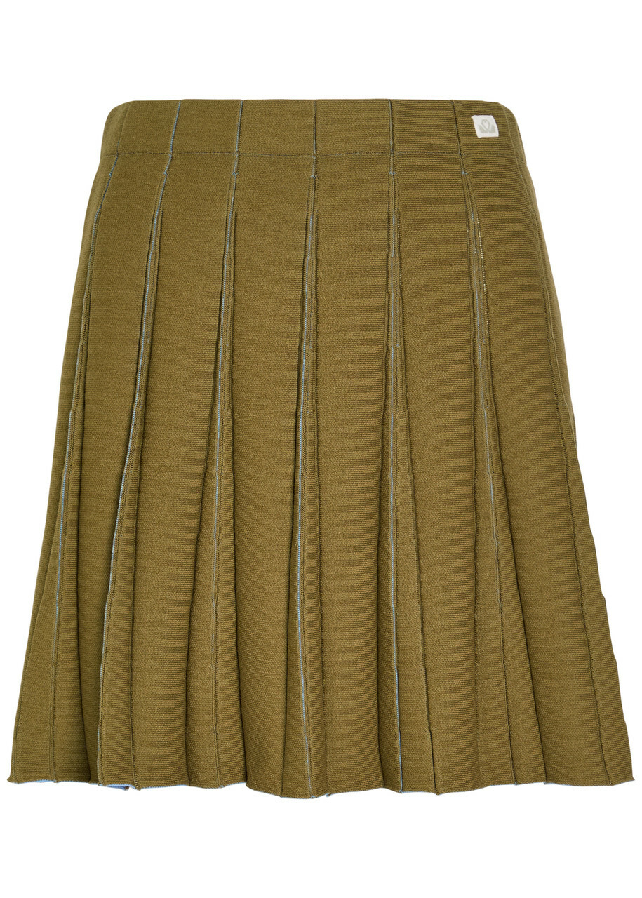 Spence Sport Pleated Knit Mini Tennis Skirt Green
