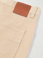 Zegna - Brushed Cotton-Blend Trousers - Neutrals