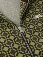 Wales Bonner - Power Crochet-Trimmed Jacquard-Knit Organic Cotton-Blend Jersey Track Jacket - Green