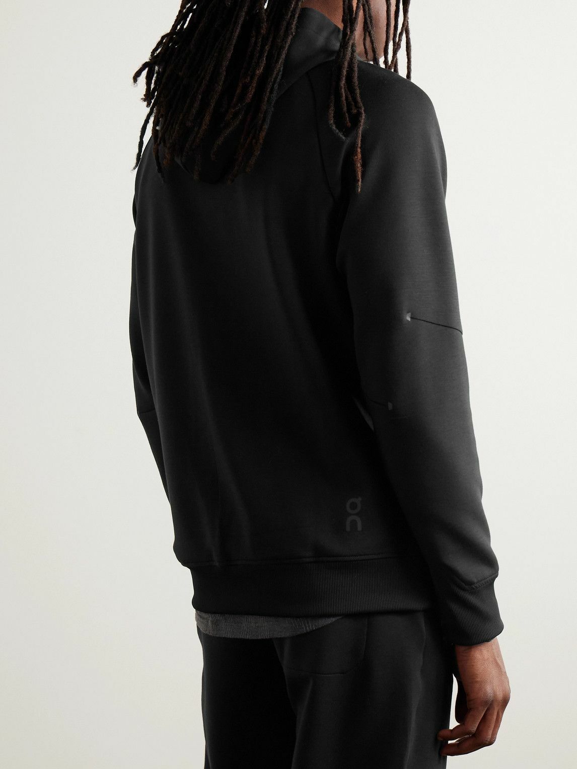 ON - Mesh-Panelled Logo-Appliquéd Recycled-Jersey Hoodie - Black