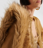 Saint Laurent Bow-detail animal-free fur scarf