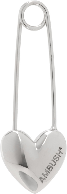 Photo: AMBUSH Silver Heart Safety Pin Single Earring