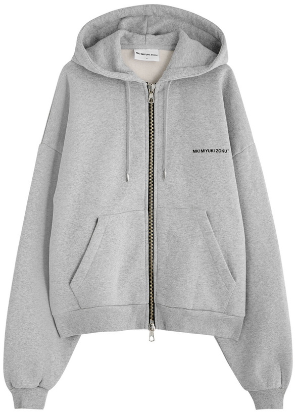 Photo: Mki Miyuki Zoku Logo Hooded Cotton-blend Sweatshirt Grey