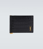 Saint Laurent - Croc-effect leather wallet with money clip