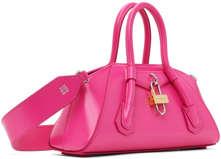 25SS Givenchy MINI ANTIGONA ピンク ロゴ レザー ハンドバッグ Givenchy Pink Mini Antigona Bag Givenchy