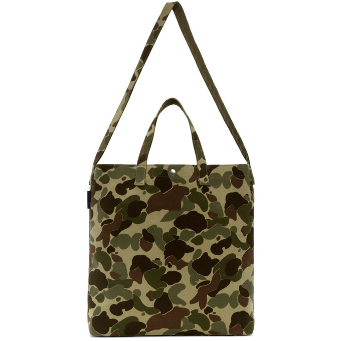 Leather Trimmed Canvas Tote Bag in Beige - Comme Des Garcons Homme