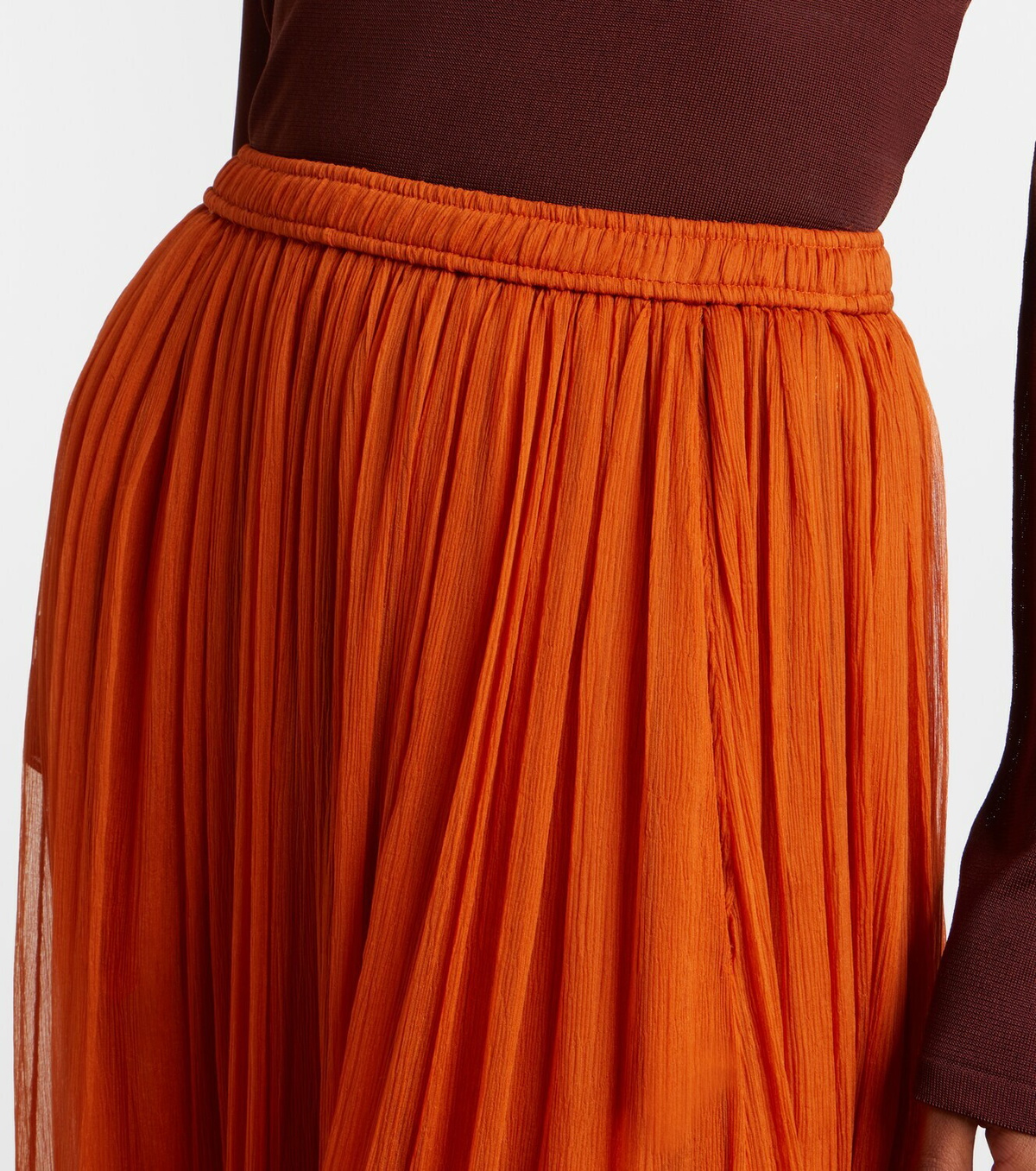 Saint Laurent Ruffled sheer silk maxi skirt