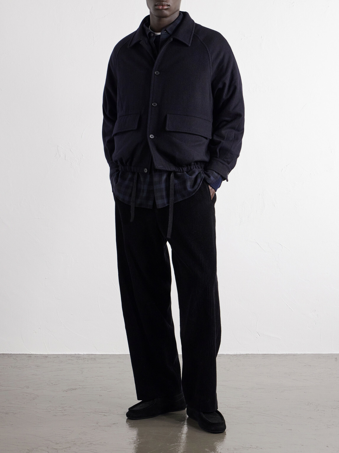 A.PRESSE - Cashmere Flannel Blouson Jacket - Blue