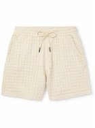OAS - Straight-Leg Waffle-Knit Cotton Drawstring Shorts - Neutrals