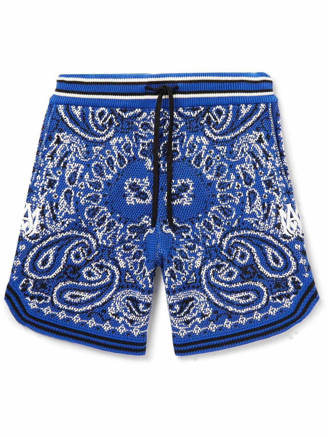 Versace Kids logo-print silk shorts - Blue