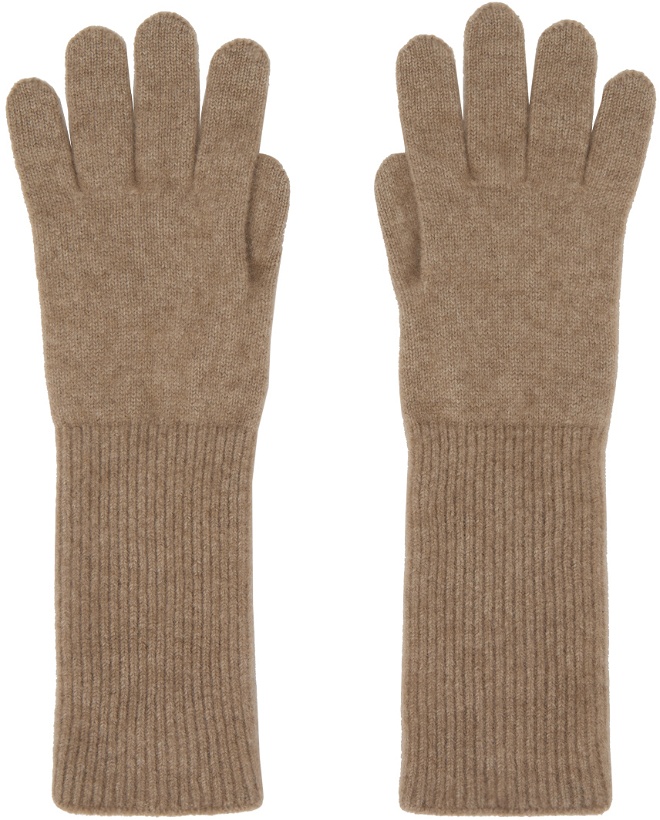 Photo: AURALEE Brown Baby Cashmere Knit Long Gloves