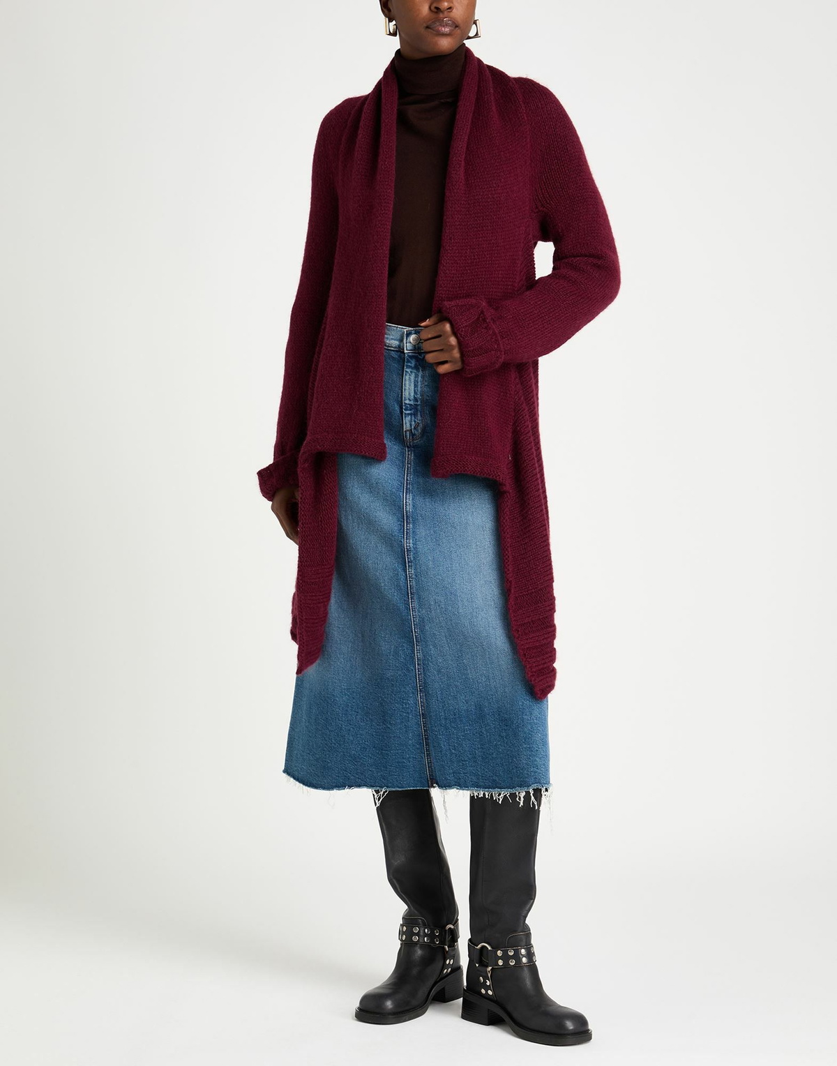 Manila Grace Womens Cardigan Burgundy