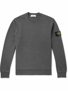 Stone Island - Logo-Appliquéd Garment-Dyed Cotton-Jersey Sweatshirt - Gray