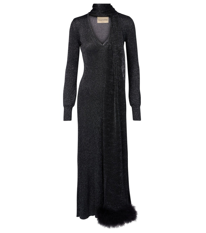 Photo: Valentino Feather-trimmed lamé maxi dress