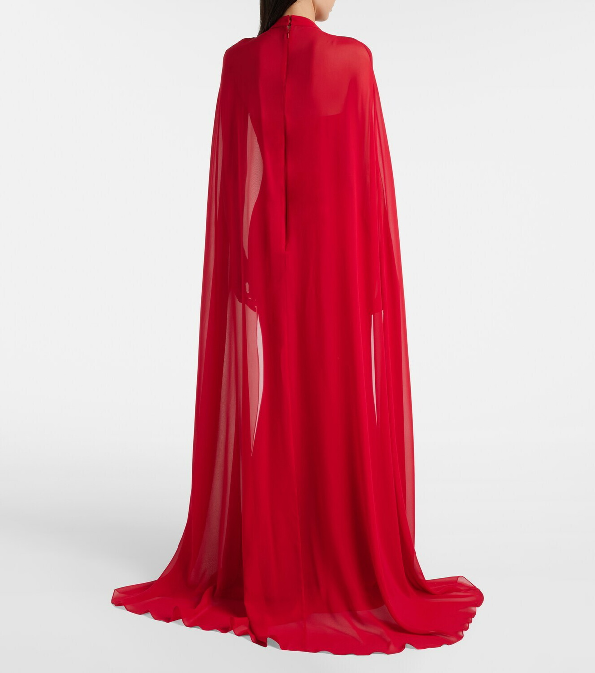 Elie Saab Bow-detail caped silk-blend gown